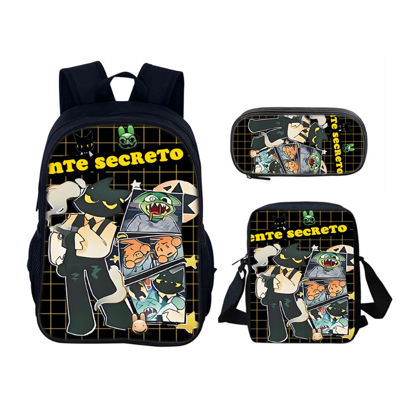 Pencil Case Large - Robloxs Figur 3-in-1 Schüler-Schulrucksack-Set: Rucksack, Umhängetasche