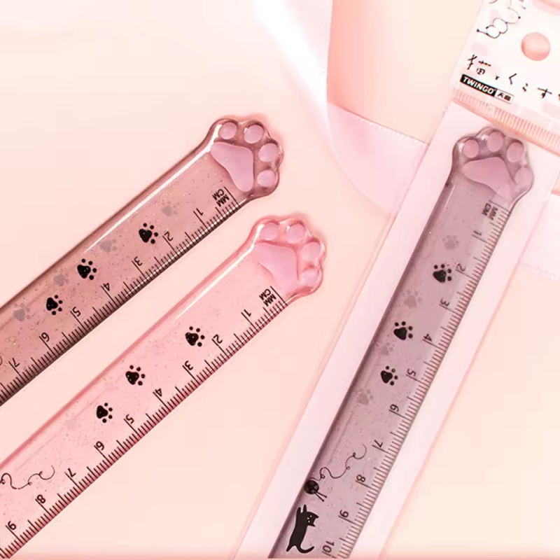 Ruler Set Transparent - 1 Stück Lineal im Katzenpfoten-Design, Mess-