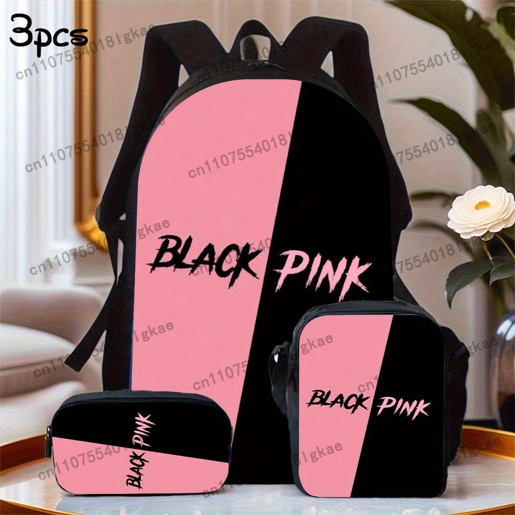 Pencil Case Large - 3-teiliges Sommer-Essential-KPOP-Rucksack-Set inklusive großem Rucksack, Federmäppchen
