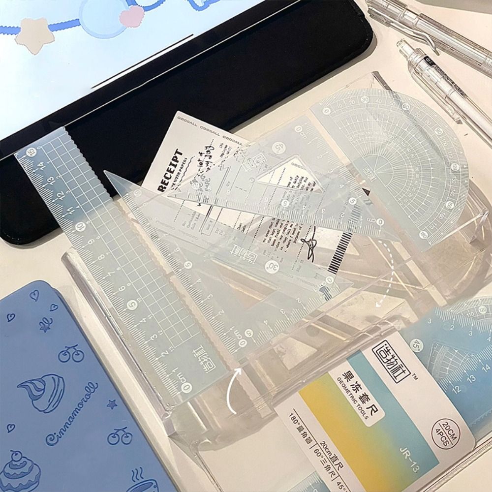 Ruler Set Transparent - 4 Teile/satz Multifunktionale 15/20CM Gelee Lineal