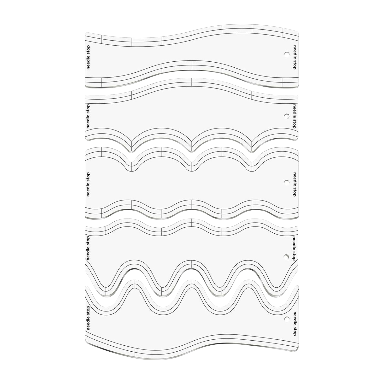 Ruler Set Transparent - Präzisions-Quilting-Lineale Transparent für Nähprojekte 5-teiliges Acryl-Wellenschablonen-Set